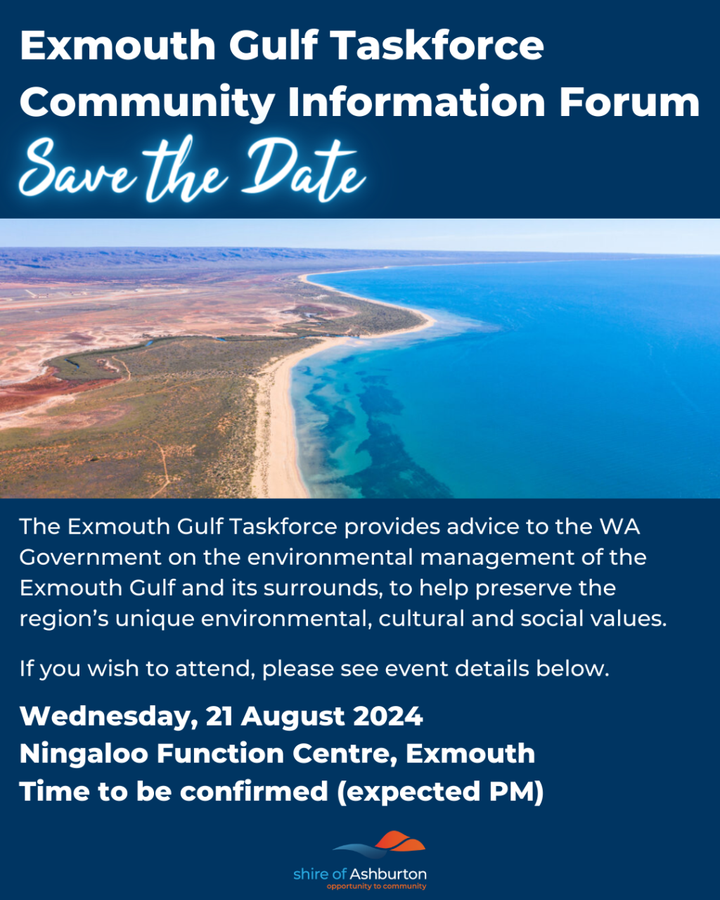 SAVE THE DATE: Exmouth Gulf Taskforce – Community Information Forum