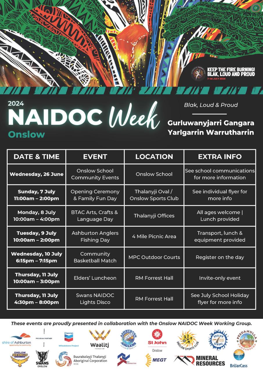 Onslow NAIDOC Week - Schedule of Events