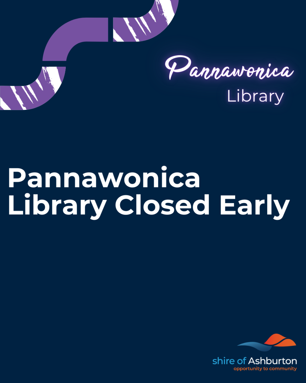 Pannawonica Library Closed Early